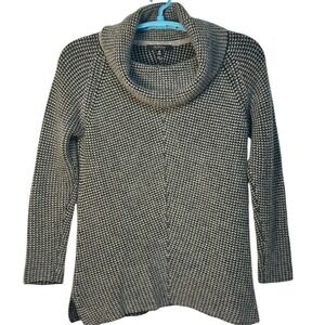 Saks Fifth Avenue Cashmere Cowl Neck Tunic Long Sleeve Cozy Sweater Gray Black L
